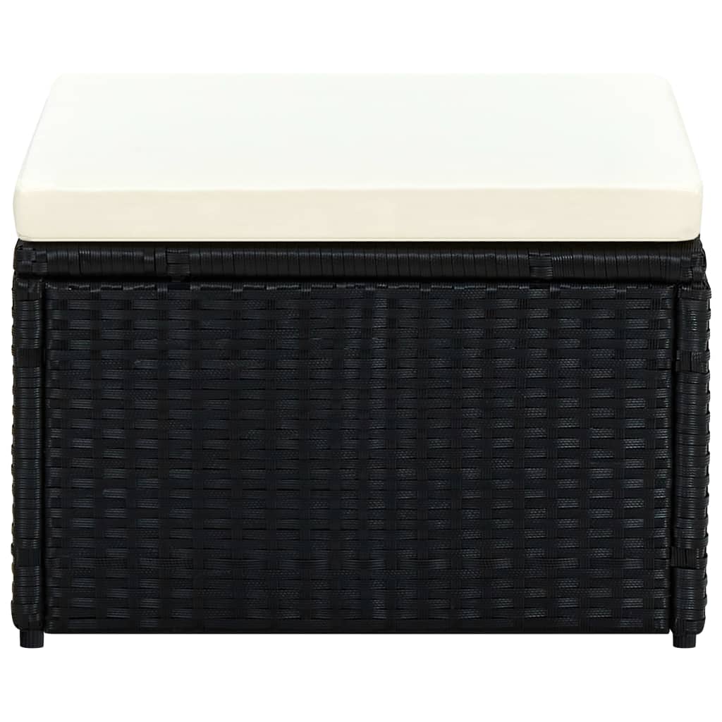 Poggiapiedi Ottomana in Polyrattan 53x53x30 cm Nero
