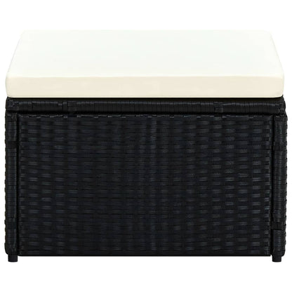 Poggiapiedi Ottomana in Polyrattan 53x53x30 cm Nero