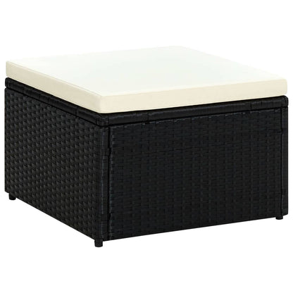 Poggiapiedi Ottomana in Polyrattan 53x53x30 cm Nero