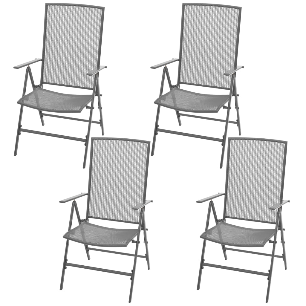 Set da Pranzo Giardino 5 pz Sedie Pieghevoli Acciaio Antracite