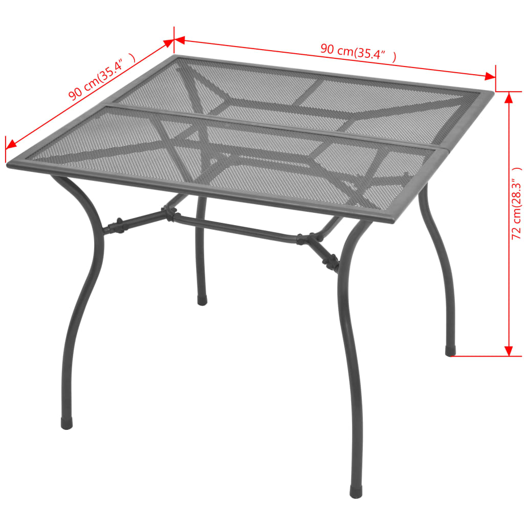 Tavolo da Giardino 90x90x72 cm Rete in Acciaio
