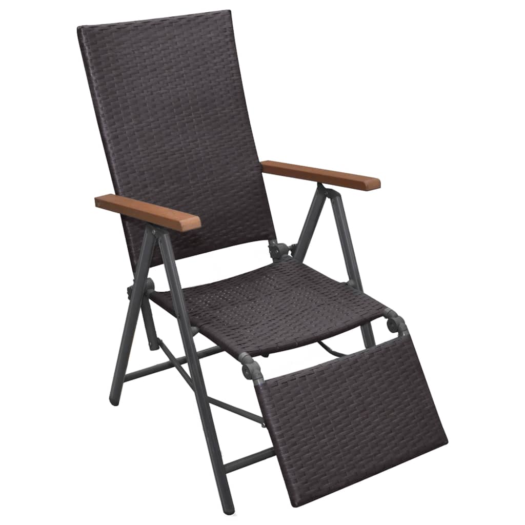 Sedia a Sdraio Reclinabile in Polyrattan Marrone