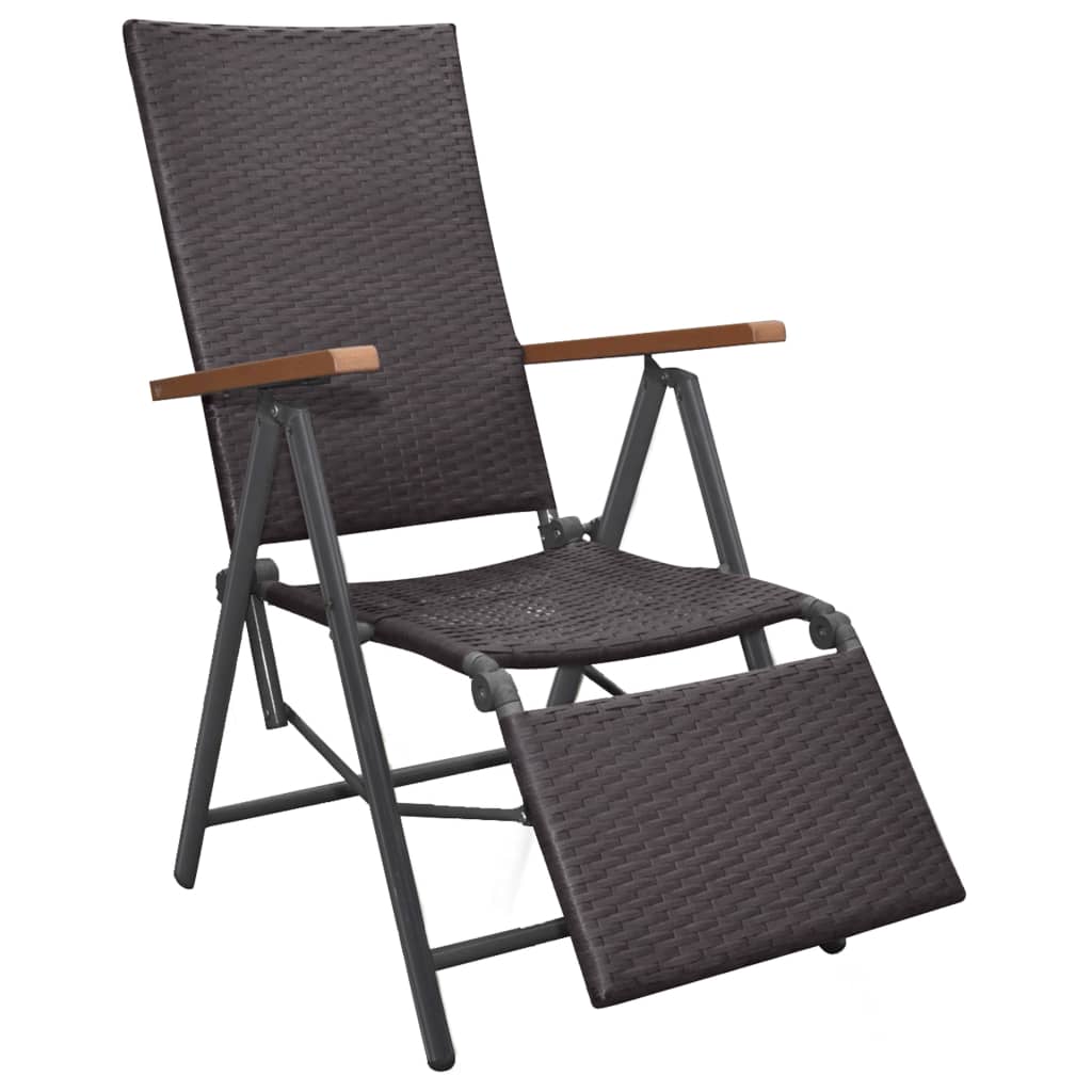 Sedia a Sdraio Reclinabile in Polyrattan Marrone