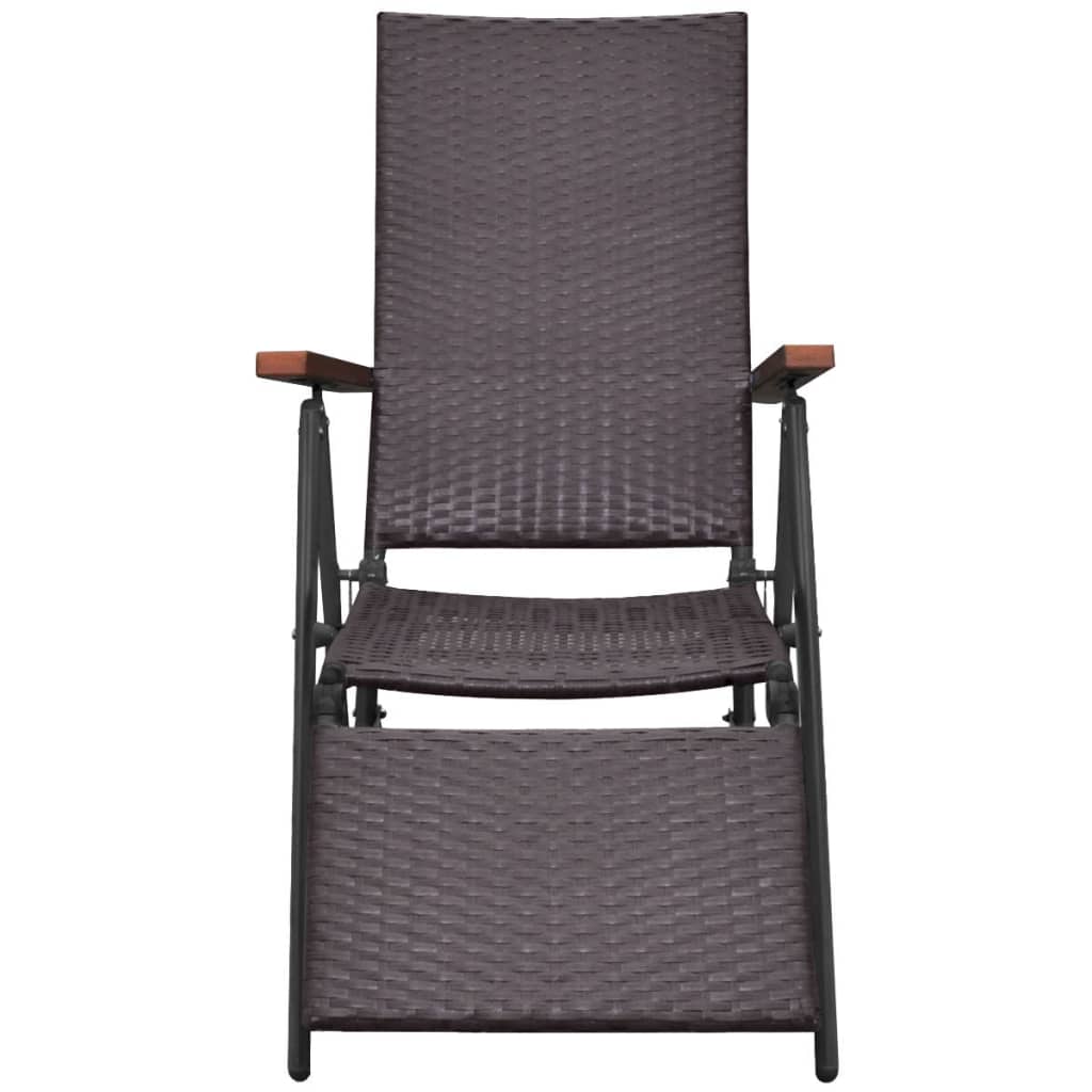 Sedia a Sdraio Reclinabile in Polyrattan Marrone