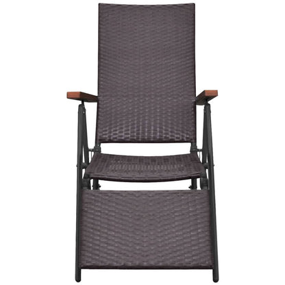 Sedia a Sdraio Reclinabile in Polyrattan Marrone