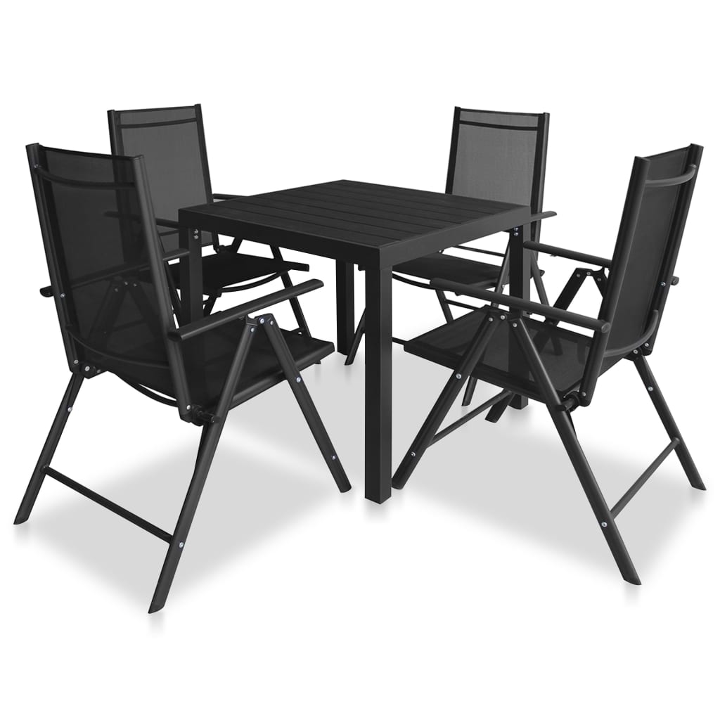 Set da Pranzo da Giardino 5 pz in Alluminio e WPC Nero