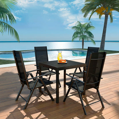 Set da Pranzo da Giardino 5 pz in Alluminio e WPC Nero