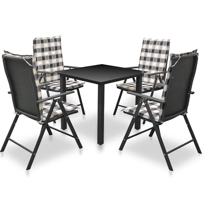 Set da Pranzo da Giardino 5 pz con Cuscini in Alluminio Nero