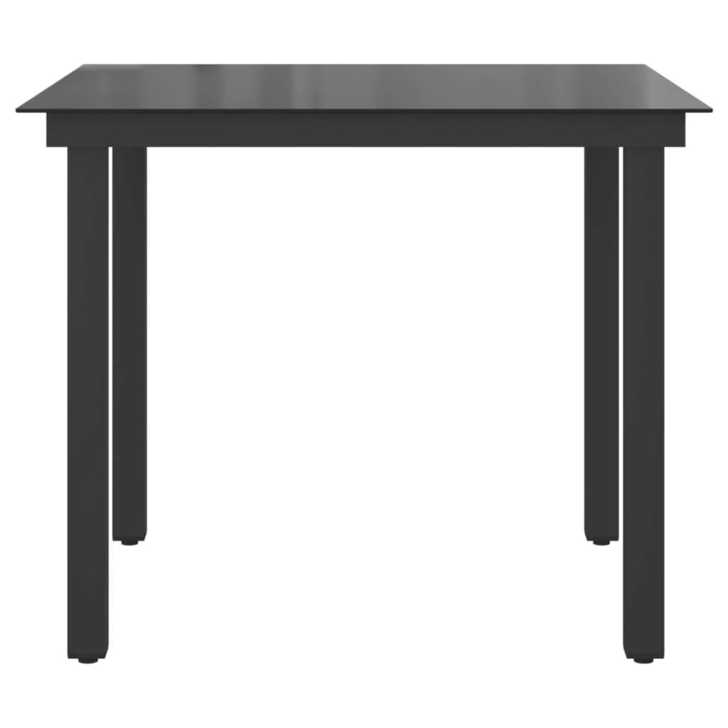 Tavolo da Giardino Nero 80x80x74 cm in Alluminio e Vetro