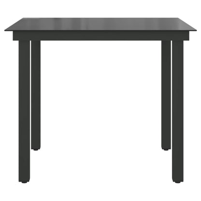 Tavolo da Giardino Nero 80x80x74 cm in Alluminio e Vetro