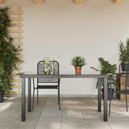 Tavolo da Giardino Nero 150x90x74 cm in Alluminio e Vetro