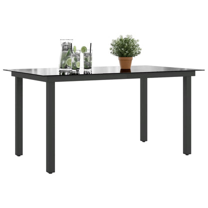 Tavolo da Giardino Nero 150x90x74 cm in Alluminio e Vetro