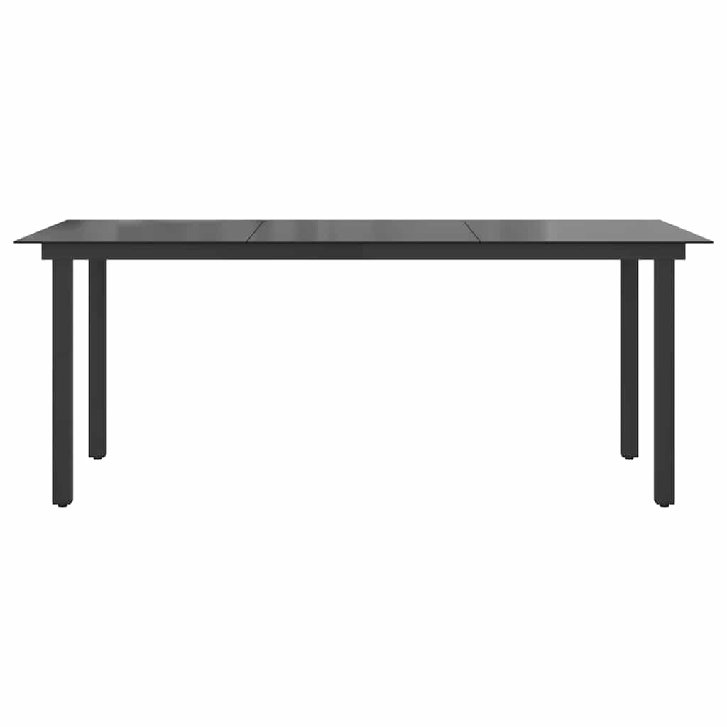 Tavolo da Giardino Nero 190x90x74 cm in Alluminio e Vetro
