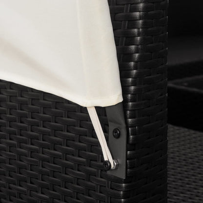 Set Divani da Giardino 9 pz con Tettuccio in Polyrattan Nero