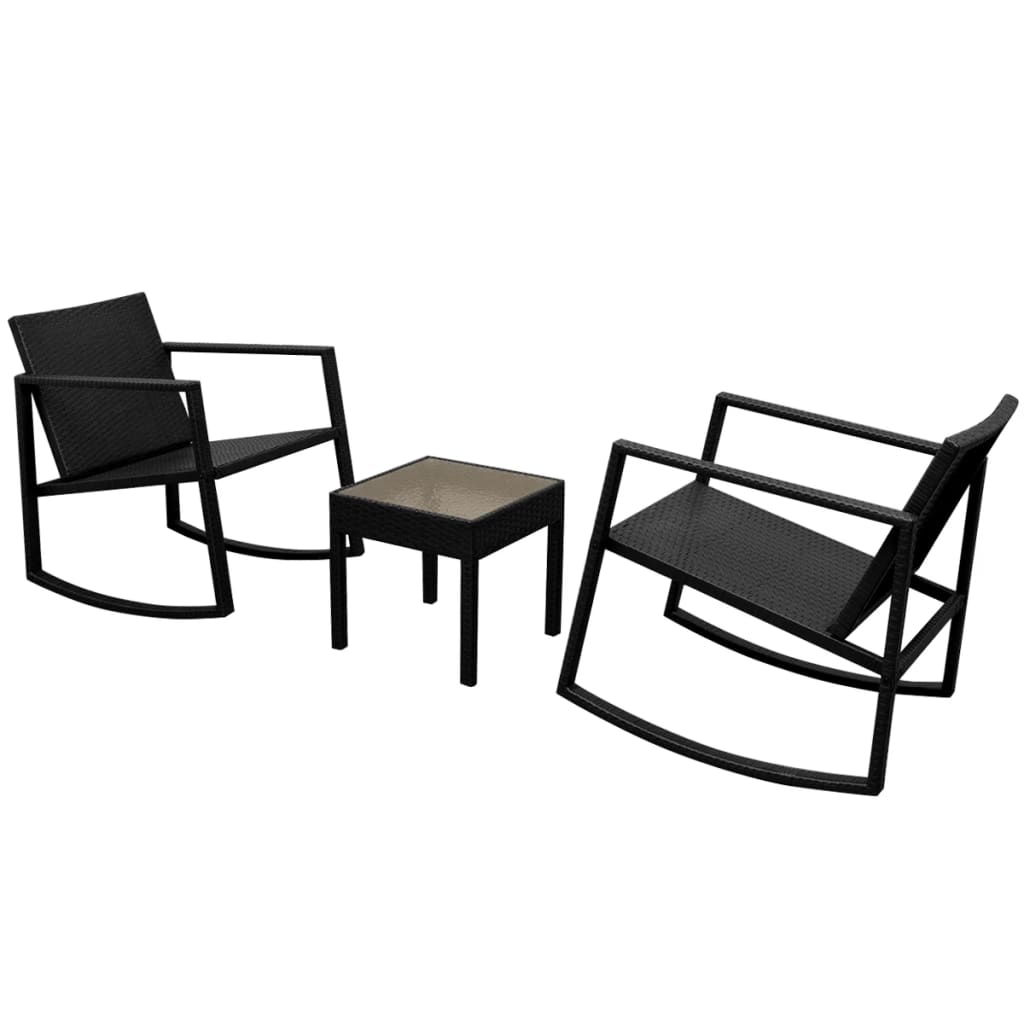 Set da Bistrot 3 pz in Polyrattan Nero