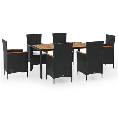 Set da Pranzo da Giardino 7 pz con Cuscini in Polyrattan