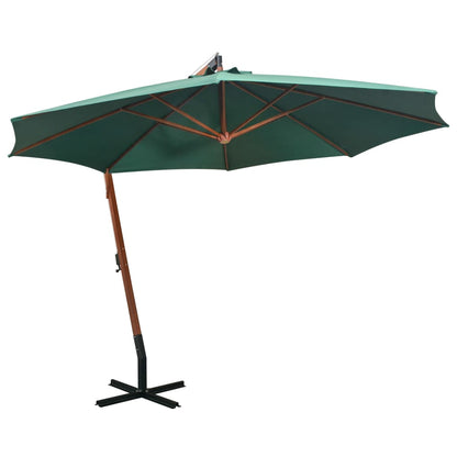 Ombrellone Pensile 350 cm Palo in Legno Verde