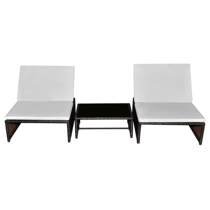 Sedie da Giardino Reclinabili 2 pz con Tavolo Polyrattan