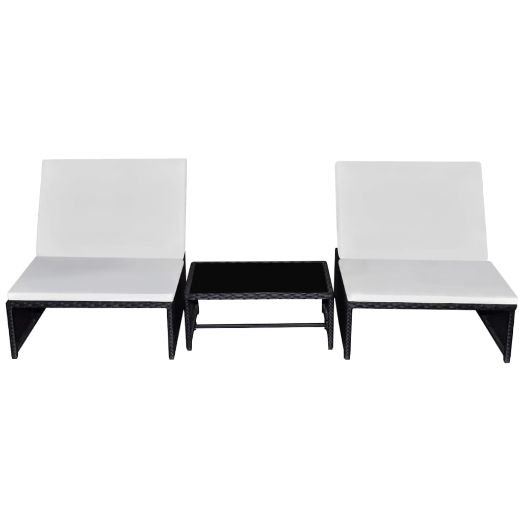 Sedie da Giardino Reclinabili 2 pz con Tavolo in Polyrattan