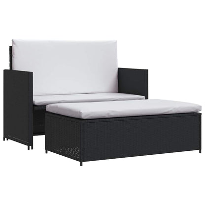 Set Divani da Giardino 2 pz con Cuscini in Polyrattan Nero