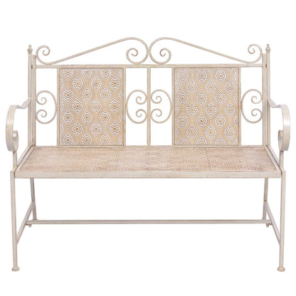 Panchina da Giardino 115 cm in Acciaio Bianco Vintage