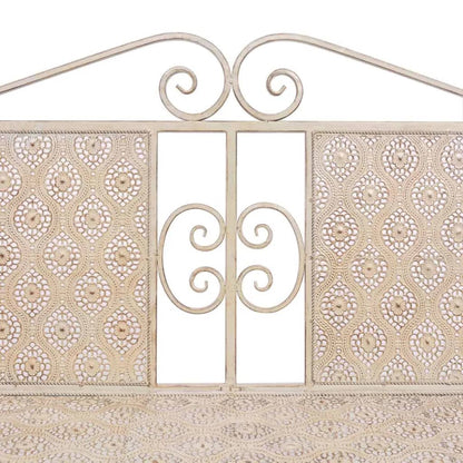 Panchina da Giardino 115 cm in Acciaio Bianco Vintage