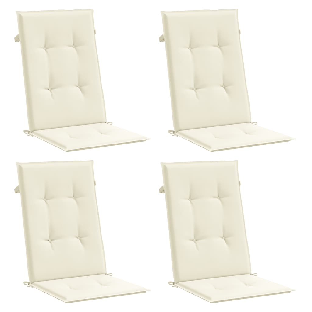 Cuscini per Sedie 4 pz Crema 120x50x3 cm in Tessuto