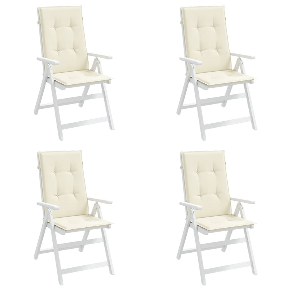 Cuscini per Sedie 4 pz Crema 120x50x3 cm in Tessuto