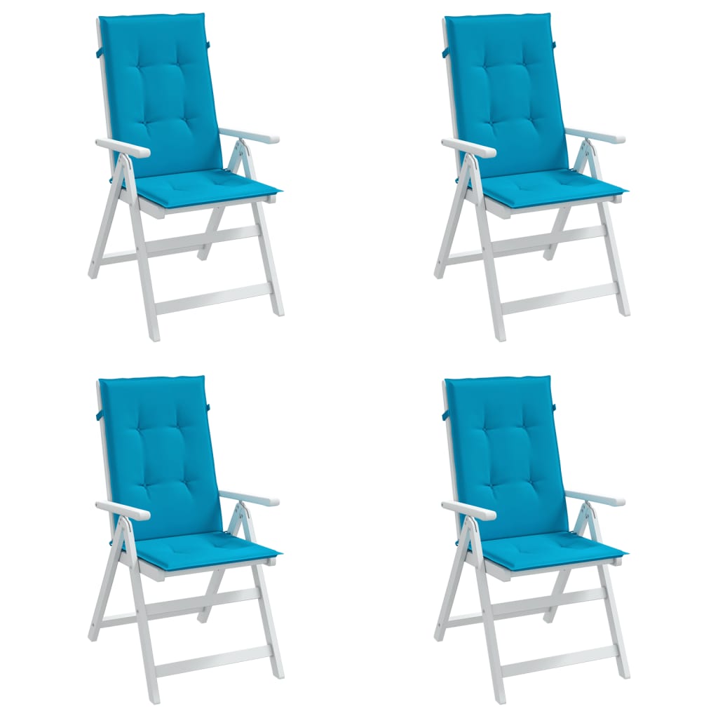 Cuscini per Sedie 4 pz Blu 120x50x3 cm in Tessuto