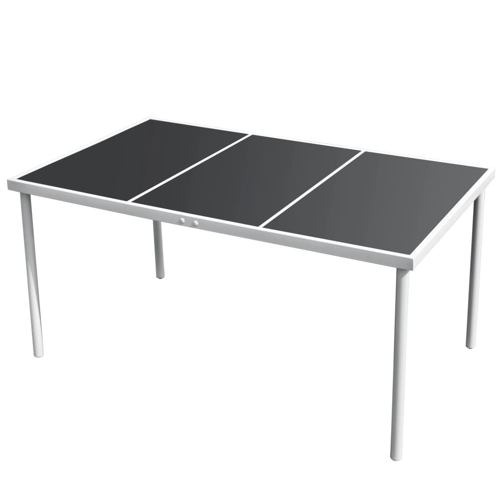 Set da Pranzo da Giardino 7 pz in Acciaio Nero