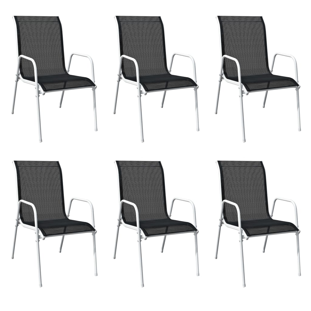 Set da Pranzo da Giardino 7 pz in Acciaio Nero