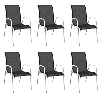 Set da Pranzo da Giardino 7 pz in Acciaio Nero