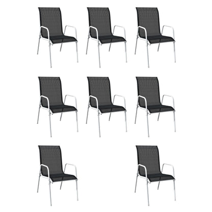 Set da Pranzo da Giardino 9 pz in Acciaio Nero