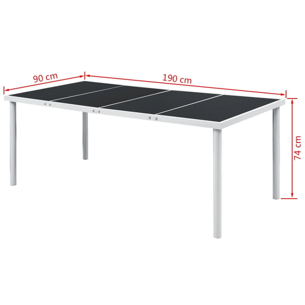 Set da Pranzo da Giardino 9 pz in Acciaio Nero