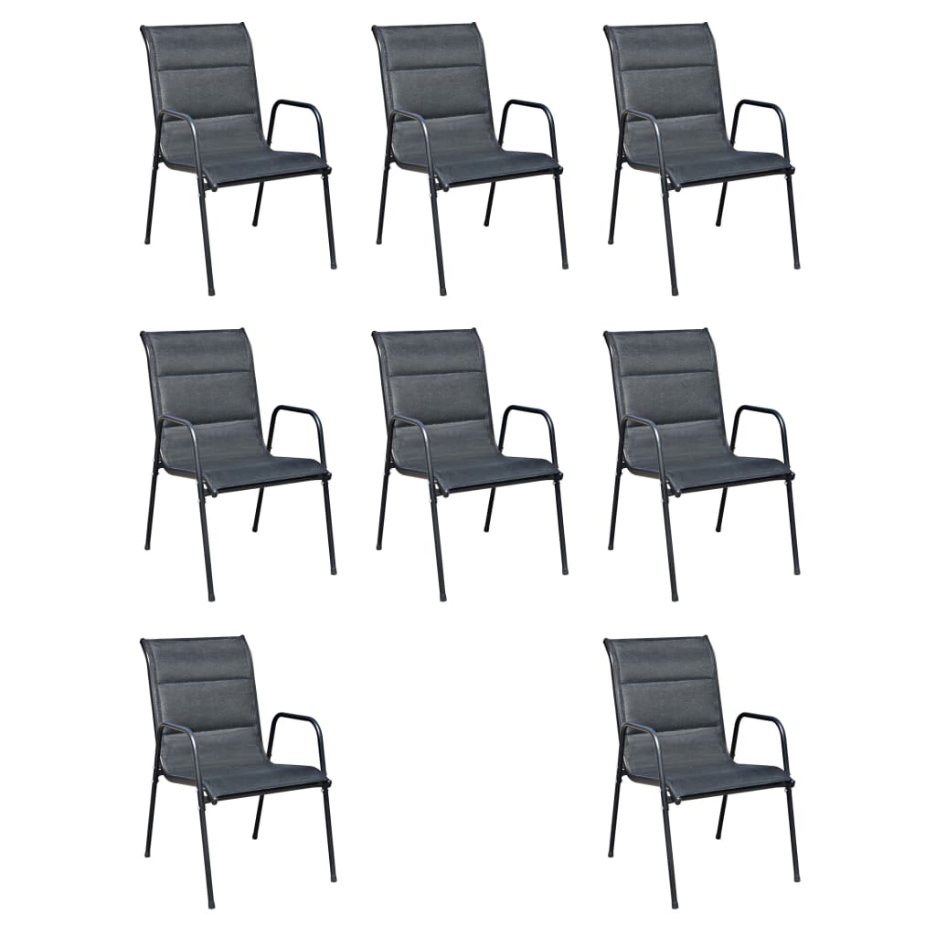 Set da Pranzo da Giardino 9 pz in Acciaio Nero
