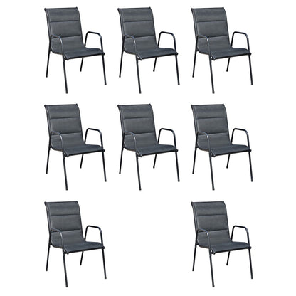 Set da Pranzo da Giardino 9 pz in Acciaio Nero