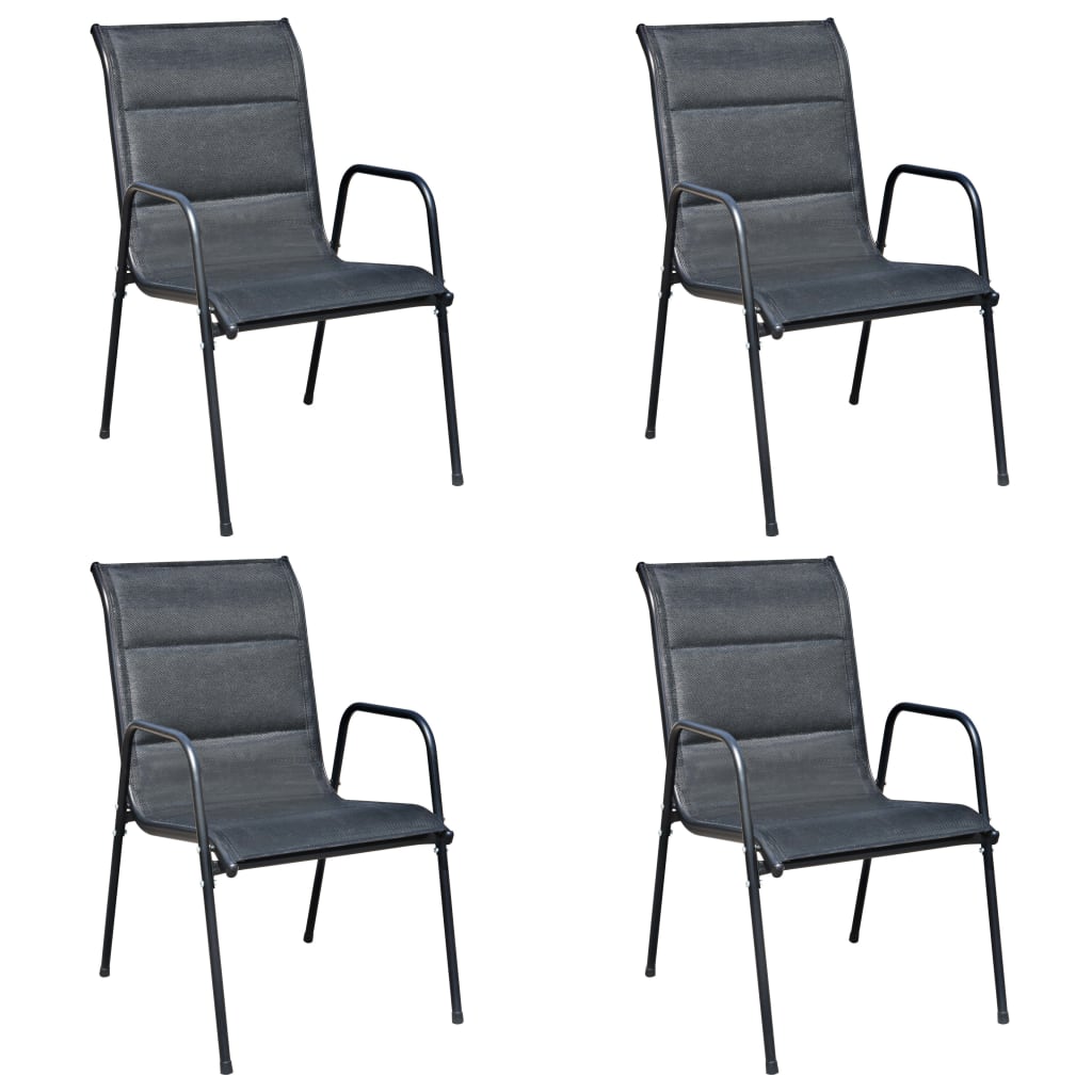 Set da Pranzo da Esterno 5 pz in Acciaio Nero
