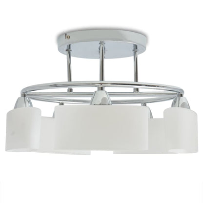 Lampada Soffitto Paralumi Elissoidi Vetro 5 Lampadine E14 200 W