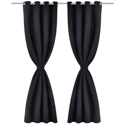 2 Pz Tende Oscuranti con Occhielli in Metallo 135x175 cm Nere