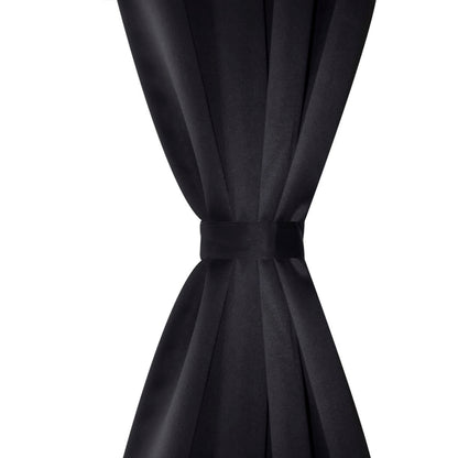 2 Pz Tende Oscuranti con Occhielli in Metallo 135x175 cm Nere