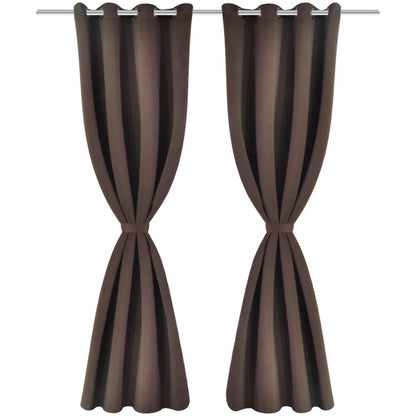 2 Pz Tende Oscuranti con Occhielli in Metallo 135x175cm Marroni