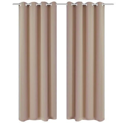 2 Pz Tende Oscuranti con Occhielli in Metallo 135x175 cm Crema