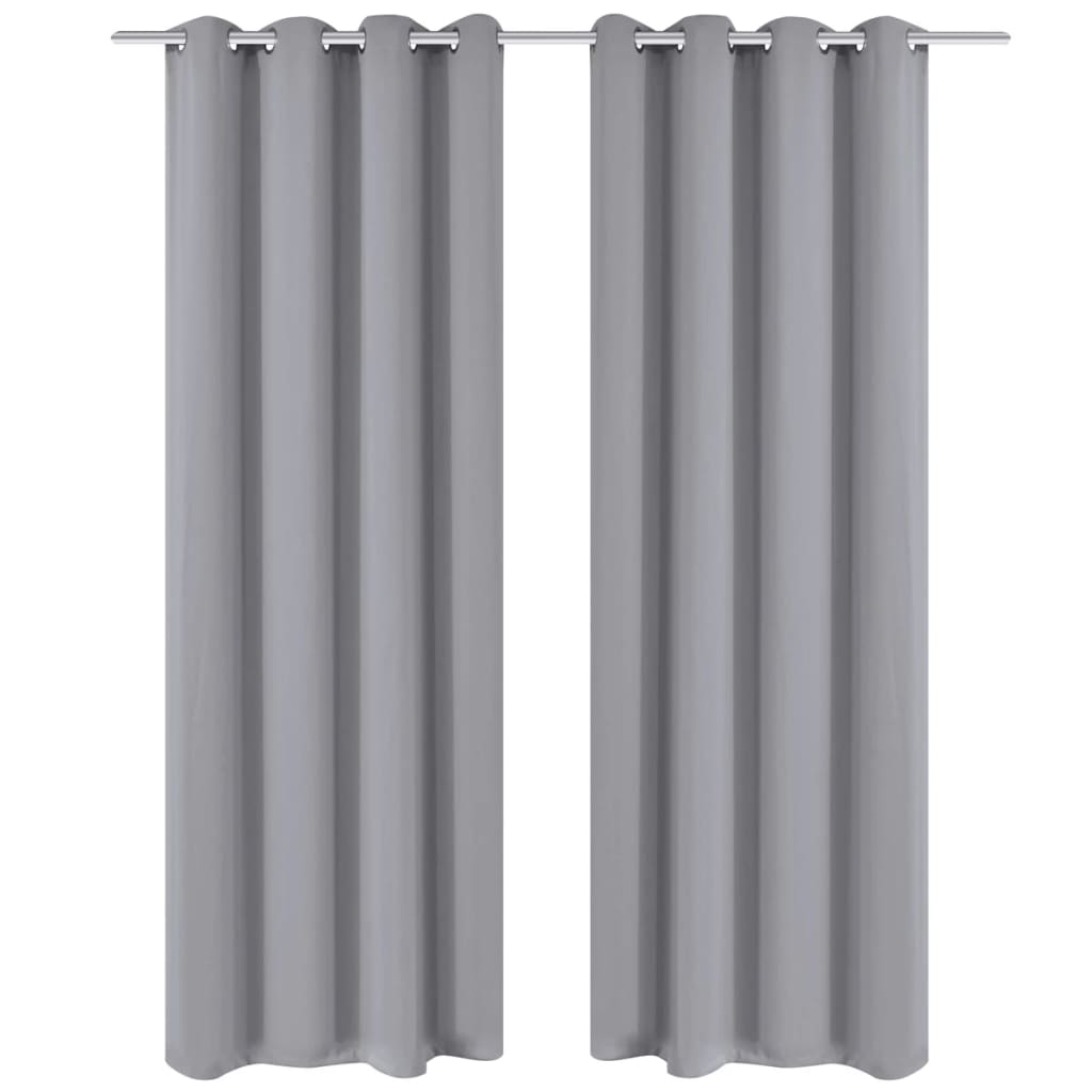 2 Pz Tende Oscuranti con Occhielli in Metallo 135x175 cm Grigie