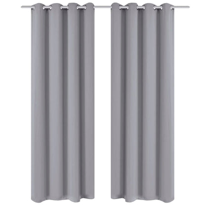 2 Pz Tende Oscuranti con Occhielli in Metallo 135x175 cm Grigie