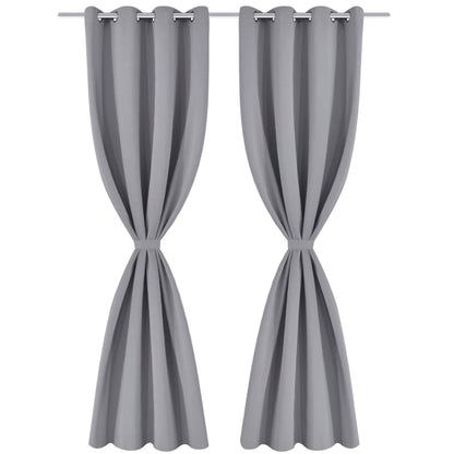 2 Pz Tende Oscuranti con Occhielli in Metallo 135x175 cm Grigie