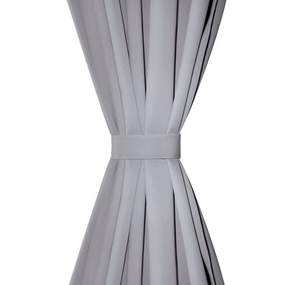 2 Pz Tende Oscuranti con Occhielli in Metallo 135x175 cm Grigie