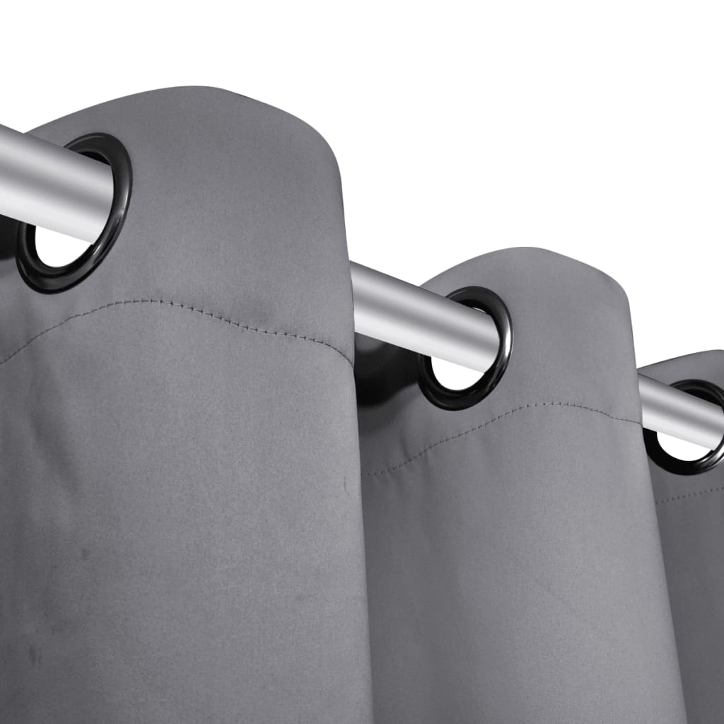 2 Pz Tende Oscuranti con Occhielli in Metallo 135x175 cm Grigie