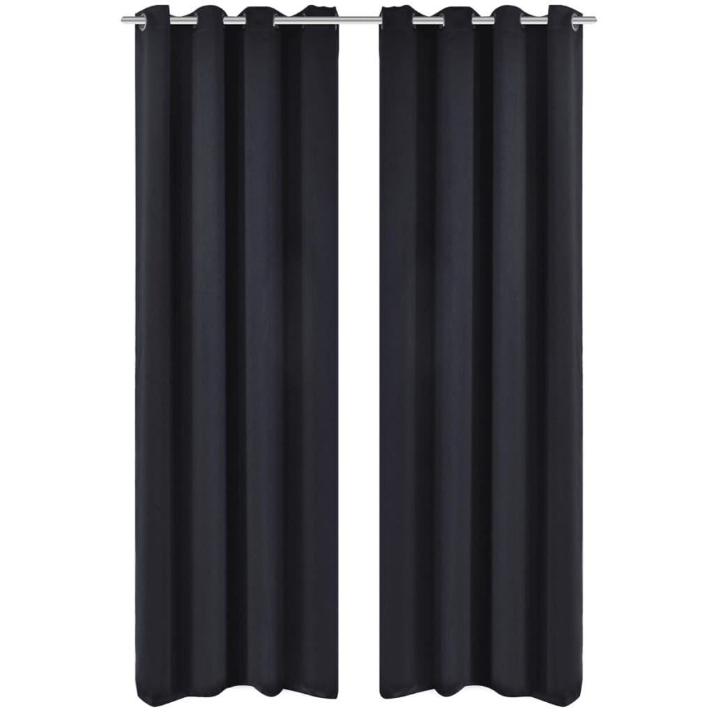 Tenda Oscurante con Occhielli in Metallo 270x245 cm Nera