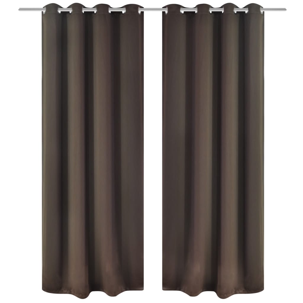 Tenda Oscurante con Occhielli in Metallo 270x245 cm Marrone
