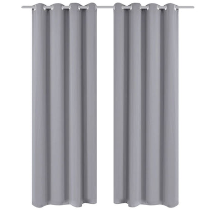 Tenda Oscurante con Occhielli in Metallo 270x245 cm Grigia
